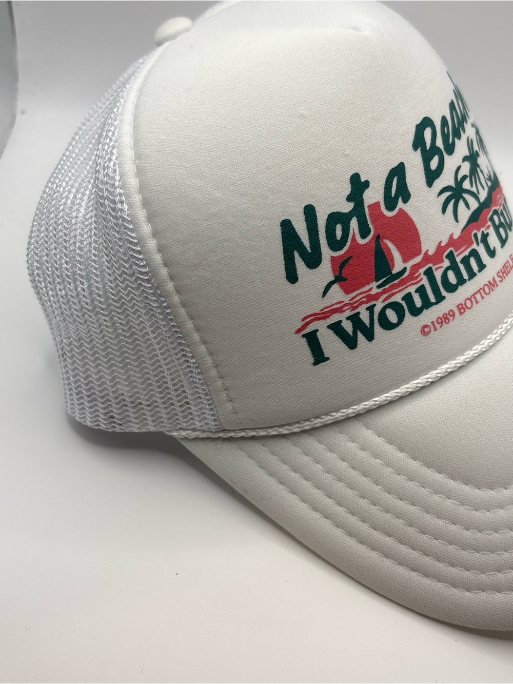 Vintage 80s Beach Trucker Hat Nat A Beach Funny Snapback White - Picture 2 of 5